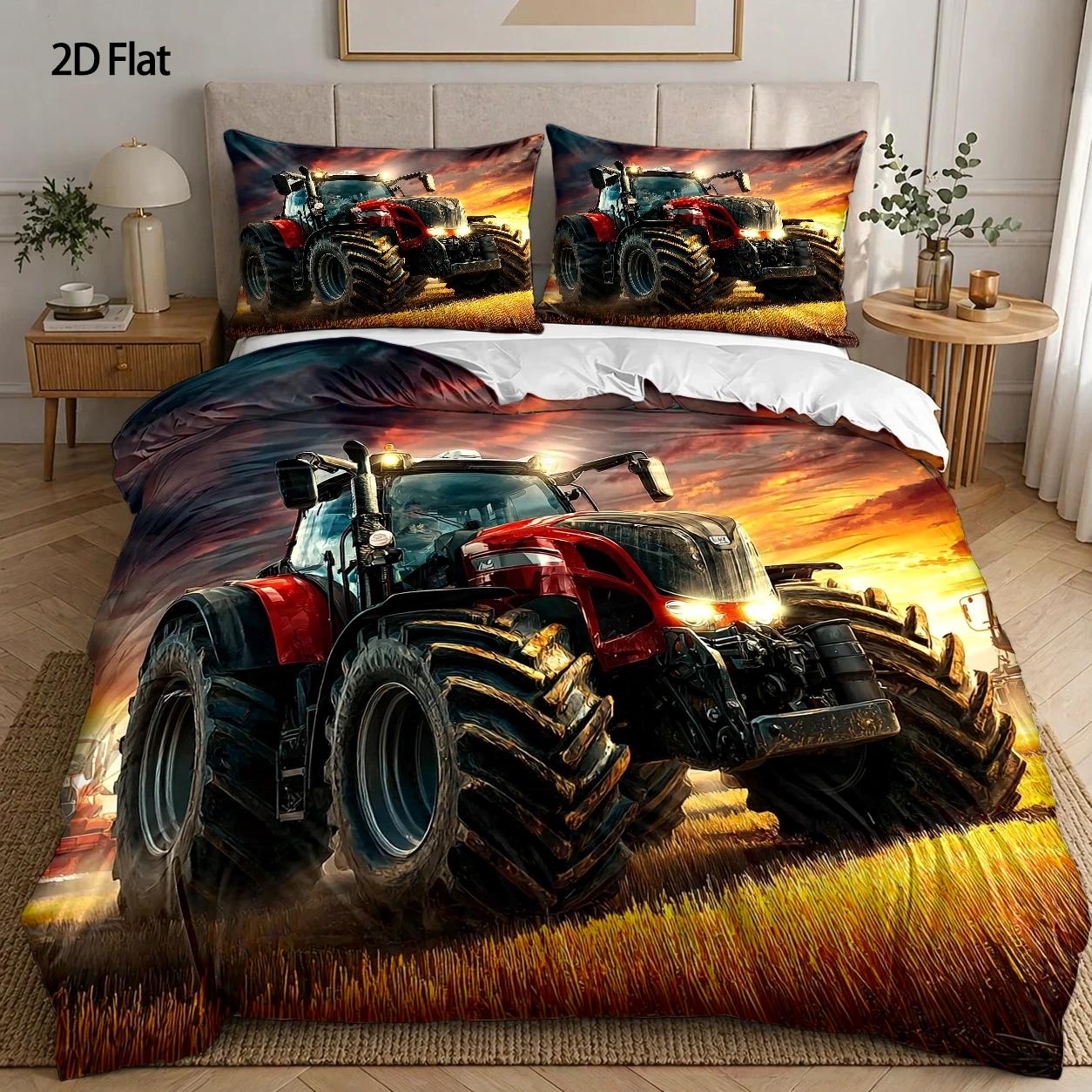 Agriculture Farming Cartoon - ชุดผ้าคลุมผ้านวม 3 ชิ้น, ผ้าคลุมผ้านวม 1 ชิ้น